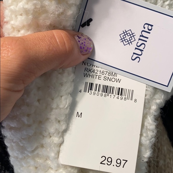 Susina Boucle Knit V-Neck Sweater White Snow - Picture 7 of 9